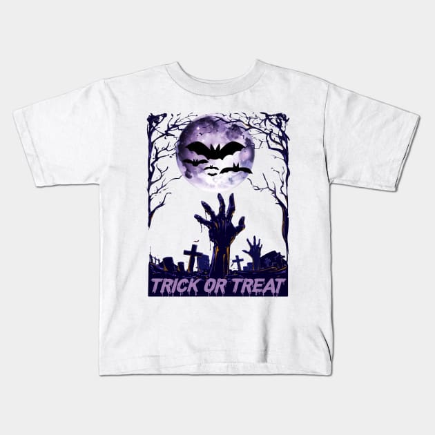 Trick Or Treat tee design birthday gift graphic Kids T-Shirt by TeeSeller07